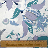 Popeline de coton imprimée souvenir romantique canard et bleu fond blanc