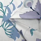 Popeline de coton imprimée souvenir romantique canard et bleu fond blanc