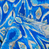 Crêpe imprimé rivière fond bleu