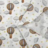 Coton imprimé montgolfière ourson fond blanc