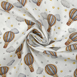 Coton imprimé montgolfière ourson fond blanc