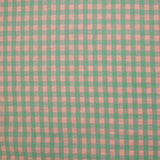 Seersucker Vichy rose saumon et vert d'eau