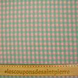 Seersucker Vichy rose saumon et vert d'eau