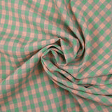 Seersucker Vichy rose saumon et vert d'eau
