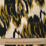 Viscose imprimée feuilles mystiques ocre fond beige