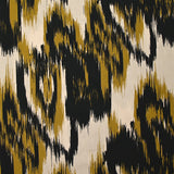 Viscose imprimée feuilles mystiques ocre fond beige