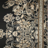 Satin polyester imprimé cachemire en frise fond noir