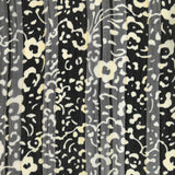 Mousseline imprimée bande satin fleurs fond noir