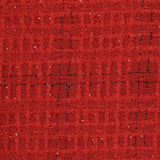 Tweed de polyester Lurex carreaux ligne noire fond rouge