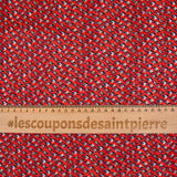 Banda raso muselina estampada ojo azul fondo rojo