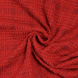Tweed de polyester Lurex carreaux ligne noire fond rouge
