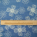 Chambray de coton brodé Anaïs fond denim