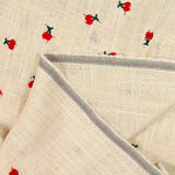 Lin viscose brodé cerise fond ficelle