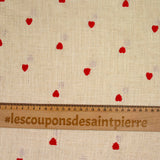 Lin viscose brodé coeur fond ficelle