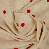 Lin viscose brodé coeur fond ficelle