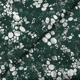 Mousseline imprimée bande satin effervescence fond vert émeraude