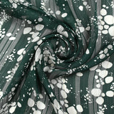 Mousseline imprimée bande satin effervescence fond vert émeraude