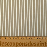 Coton tissé-teint Rudy rayé 3 mm blanc fond taupe