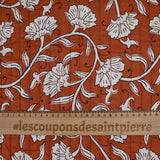 Coton matelassé double face Deepti marron et rouge amarante au mètre