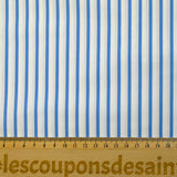 Coton tissé-teint Rudy rayé 3 mm bleu ciel fond blanc
