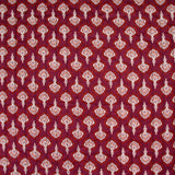 Coton matelassé double face Deepti marron et rouge amarante au mètre