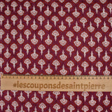Coton matelassé double face Deepti marron et rouge amarante au mètre