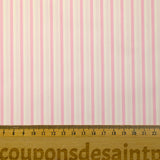 Coton tissé-teint Rudy rayé 3 mm rose layette fond blanc