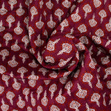 Coton matelassé double face Deepti marron et rouge amarante au mètre