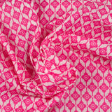 Coton indien imprimé Bangalore rose fond blanc