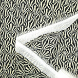 Mousseline crinkle imprimée irisée cerf-volant noir et écru
