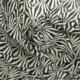 Mousseline crinkle imprimée irisée cerf-volant noir et écru