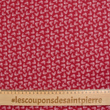 Popeline de coton imprimée houx fond lie de vin