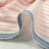 Coton tissé-teint Rudy rayé 3 mm rose layette fond blanc
