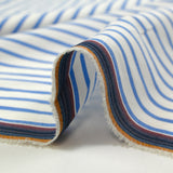 Coton tissé-teint Rudy rayé 3 mm bleu ciel fond blanc