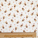 Algodón estampado de oso y guisante picado
