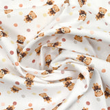 Algodón estampado de oso y guisante picado