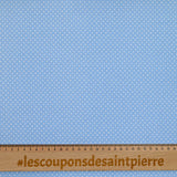 Piqué de coton imprimé à pois fond bleu