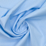 Piqué de coton imprimé à pois fond bleu
