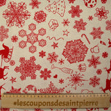 Polycoton imprimé la magie de Noël fond beige
