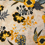 Viscose imprimée fleurs ocre fond sable