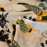 Viscose imprimée fleurs ocre fond sable