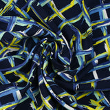 Viscose printed next crossing yellow and sea green navy background