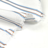 Polyviscose tissée-teinte fluide rayée ciel et marron