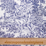 Piqué de coton toile de jouy marine