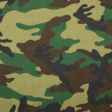 Satin de coton élasthanne camouflage vert et marron