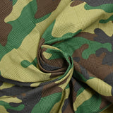Satin de coton élasthanne camouflage vert et marron