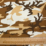 Coton imprimé camouflage marron et blanc