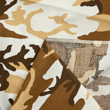 Coton imprimé camouflage marron et blanc