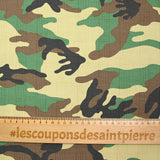 Satin de coton élasthanne camouflage beige et vert