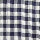 Mousseline de polyester à carreaux marine et blanc
